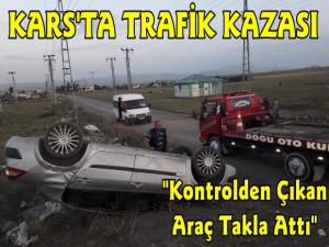 Kars'ta Araç Mahalle Arasında Takla Attı