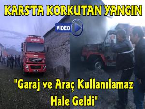 Kars'ta Çıkan Yangında Araç Kullanılamaz Hale Geldi