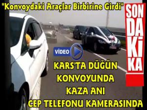 Kars'ta Düğün Konvoyunda Trafik Kazası Canlı Yayında Kaydedildi