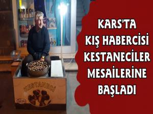 Kars'ta Kışın Habercisi Kestane Satıcıları Mesailerine Başladı