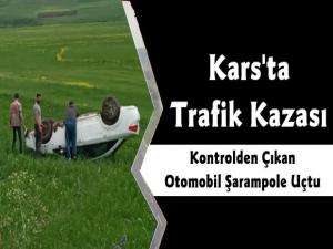 Kars'ta Kontrolden Çıkan Otomobil Şarampole Uçtu