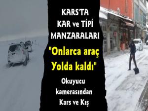 Kars'ta Onlarca Araç Yolda Kaldı