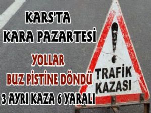 Kars'ta 3 Ayrı Trafik Kazası, 6 Yaralı