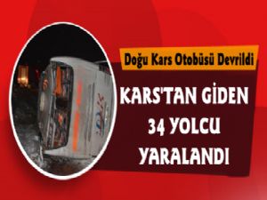 Doğu Kars'ın Otobüsü Kaza Yaptı, Çok Sayıda Yaralı Var