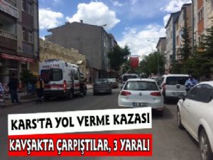 Kars'ta Yol Verme Kazası , 3 Yaralı