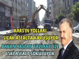 Kars'ın Anayolları Sıcak Asfalt Yapılıyor