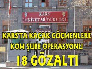 Kars'ta Kaçak Göçmenlere Operasyon, 18 Gözaltı