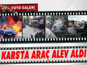 Kars'ta tamir edilen araç alev aldı