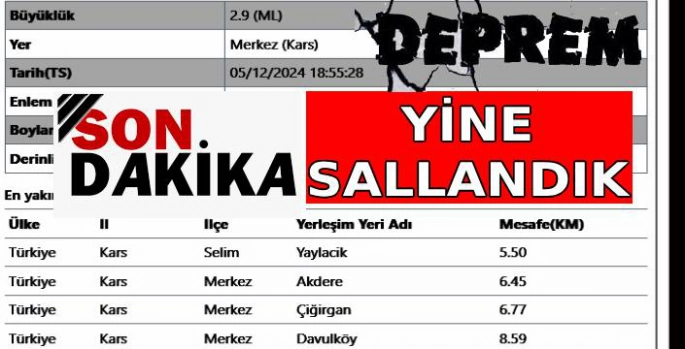 Son Dakika: Kars Sallandı!