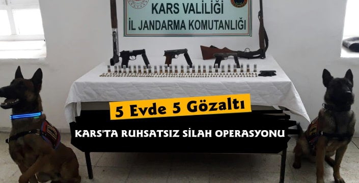 Kars Jandarmadan 5 Eve Operasyon 5 Gözaltı